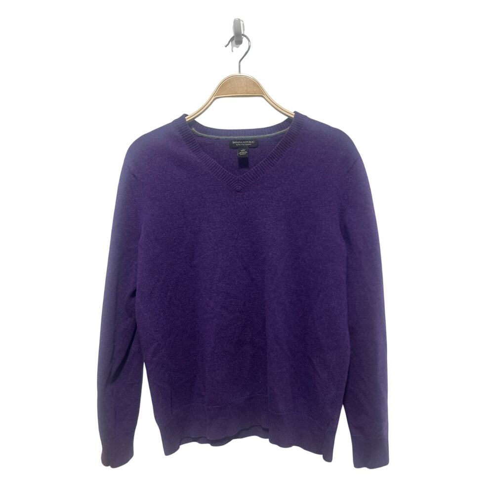 Banana Republic 100% Extra Fine Merino Wool Purple Light Sweater Large